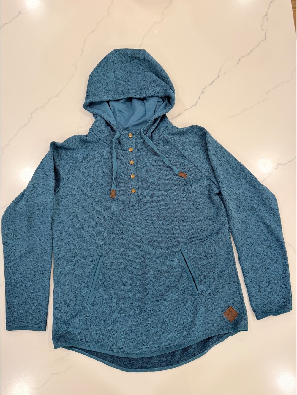 Womans Eddie Bauer Hanley Pullover Hooded Fleece Jacket Turquoise Size Large